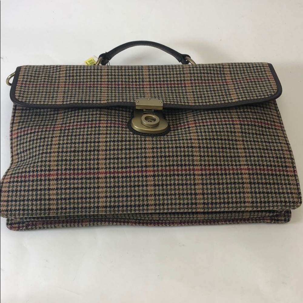 Fossil Plaid Brifcase Khaki Loptop Case New - Picture 4 of 8